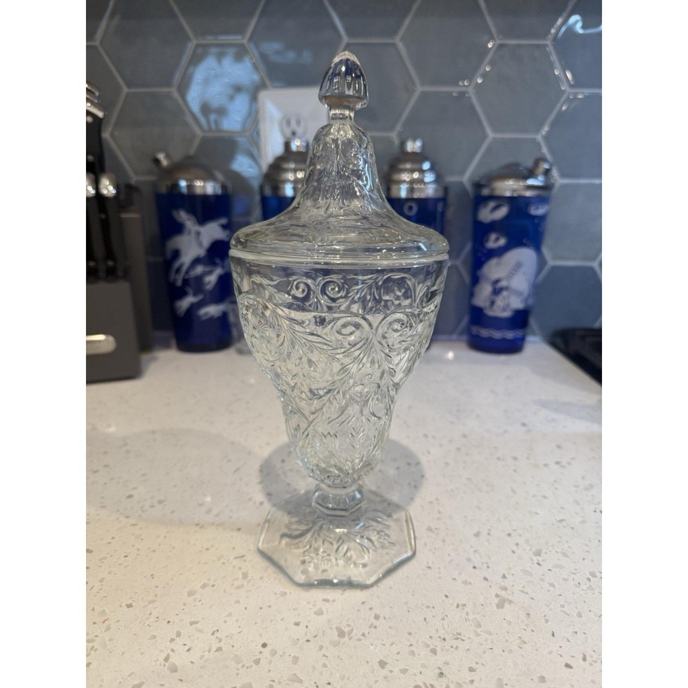 McKee Rock Crystal Clear Footed Tall Candy Dish EAPG Depression Glass